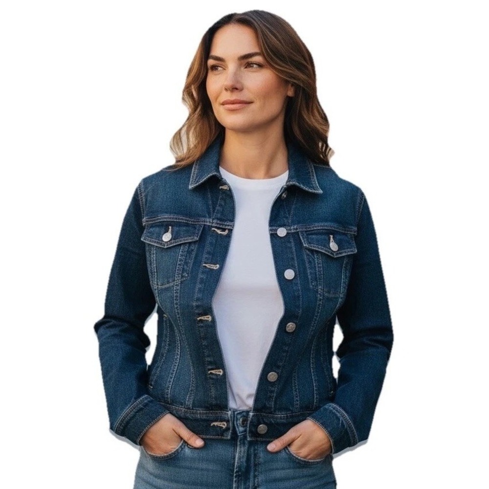 Vintage Tommy Hilfiger Jean Jacket Women's Size Small Blue Denim Trucker Y2K